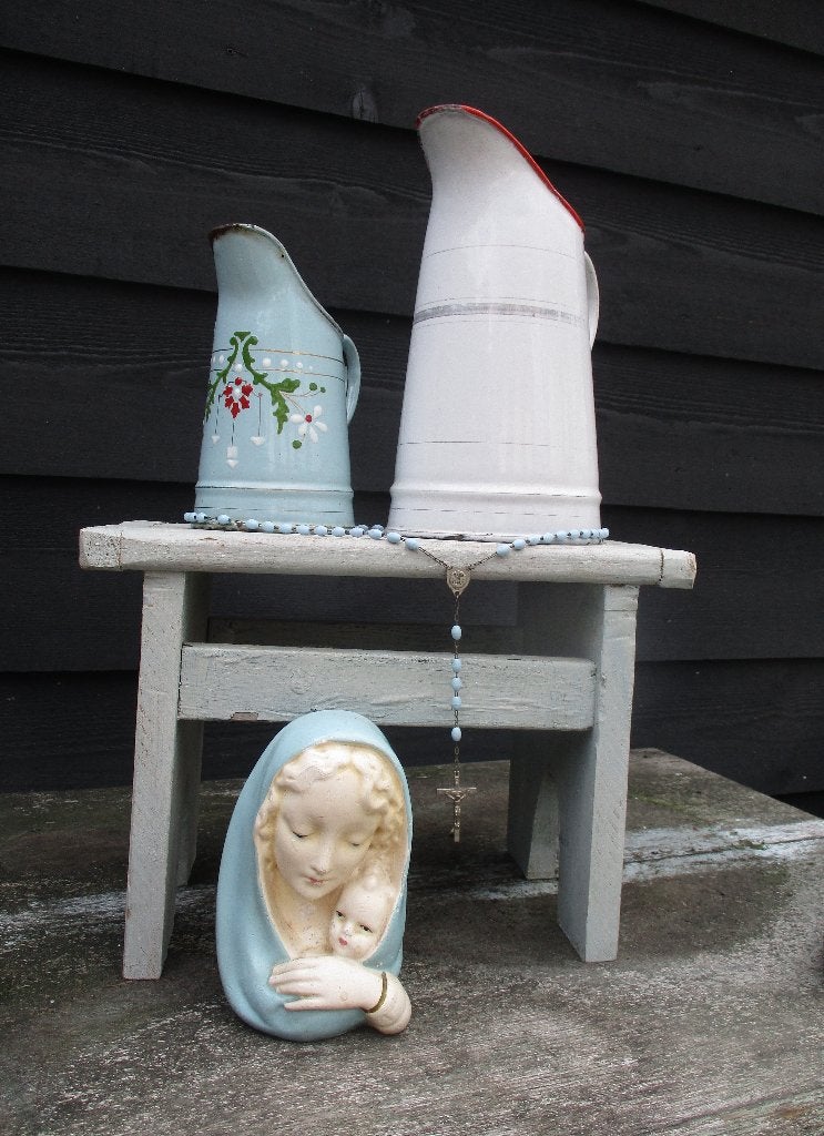 brocante emaille kannetje met bloemetjes, Ophalen of Verzenden
