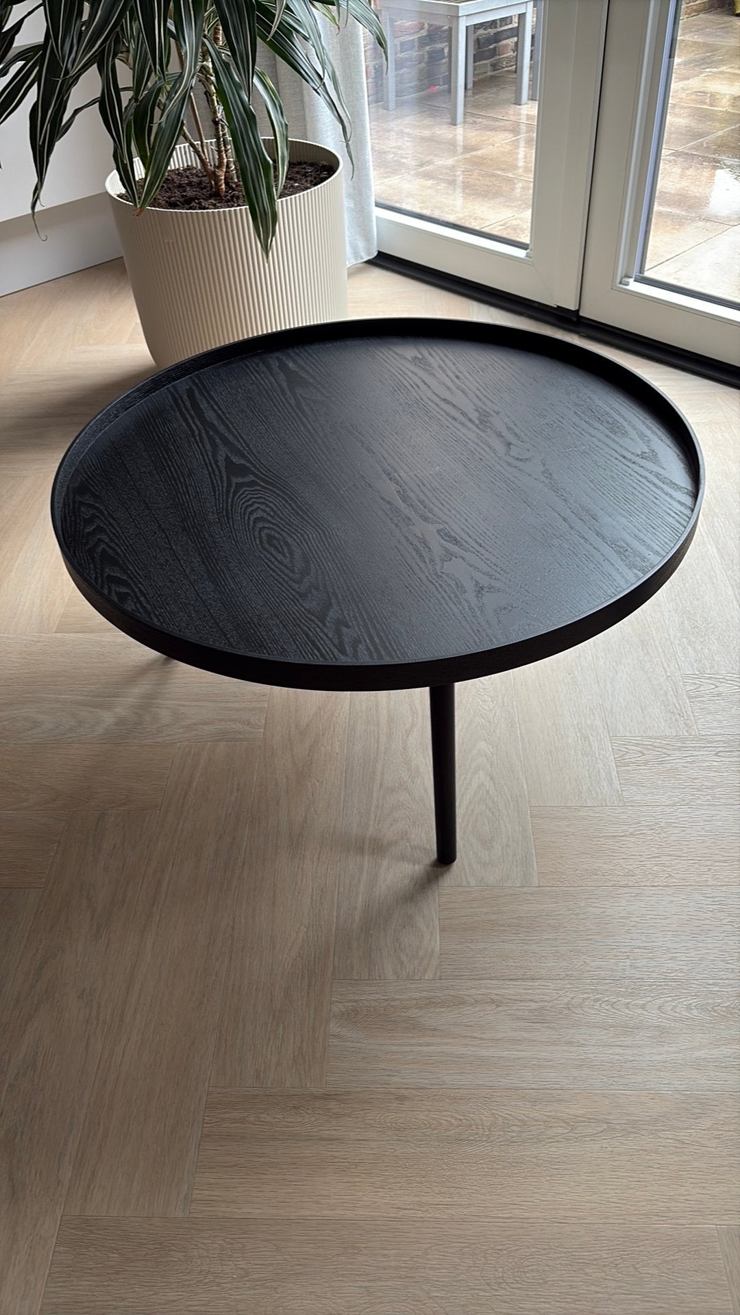 Bijzet/salontafeltje zwart., Huis en Inrichting, Tafels | Salontafels, Ophalen, Rond, 50 tot 100 cm, Zo goed als nieuw