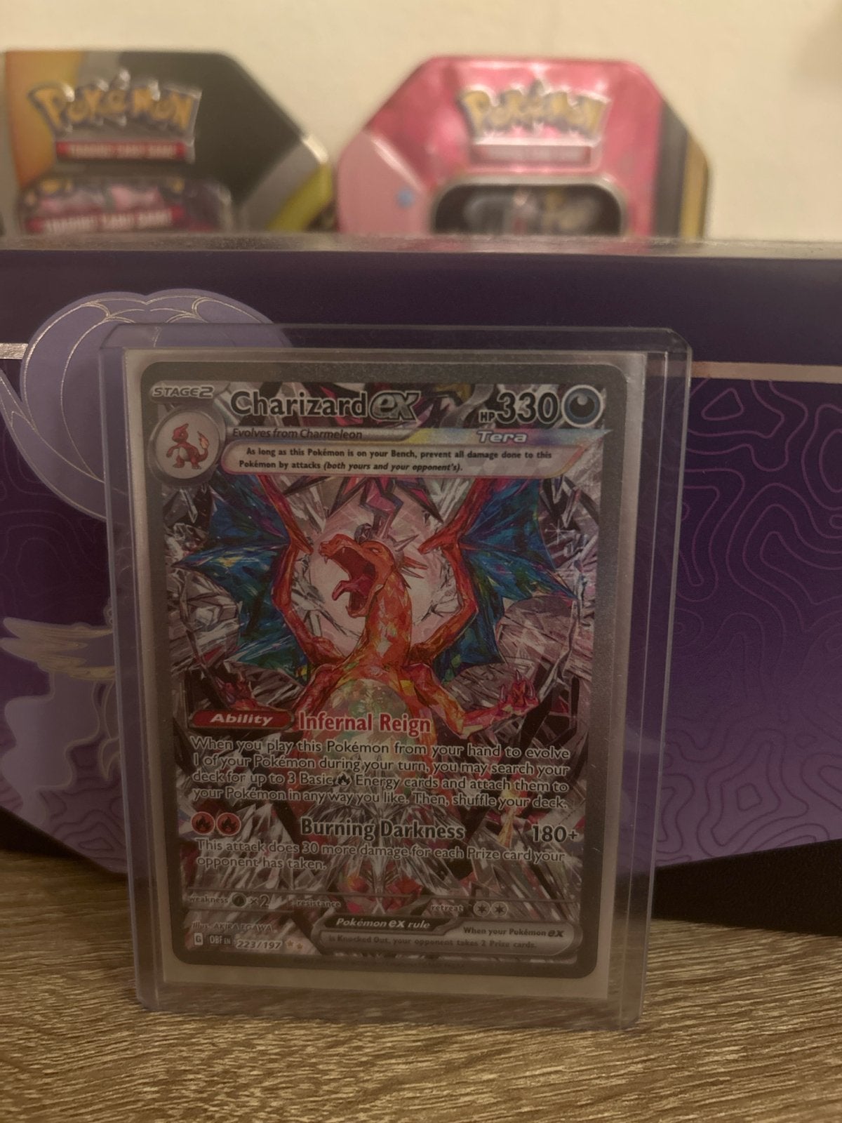 Charizard Ex 223/197 Obsidian Flames Tera Pokémon Kaart, Ophalen of Verzenden, Zo goed als nieuw, Losse kaart, Foil