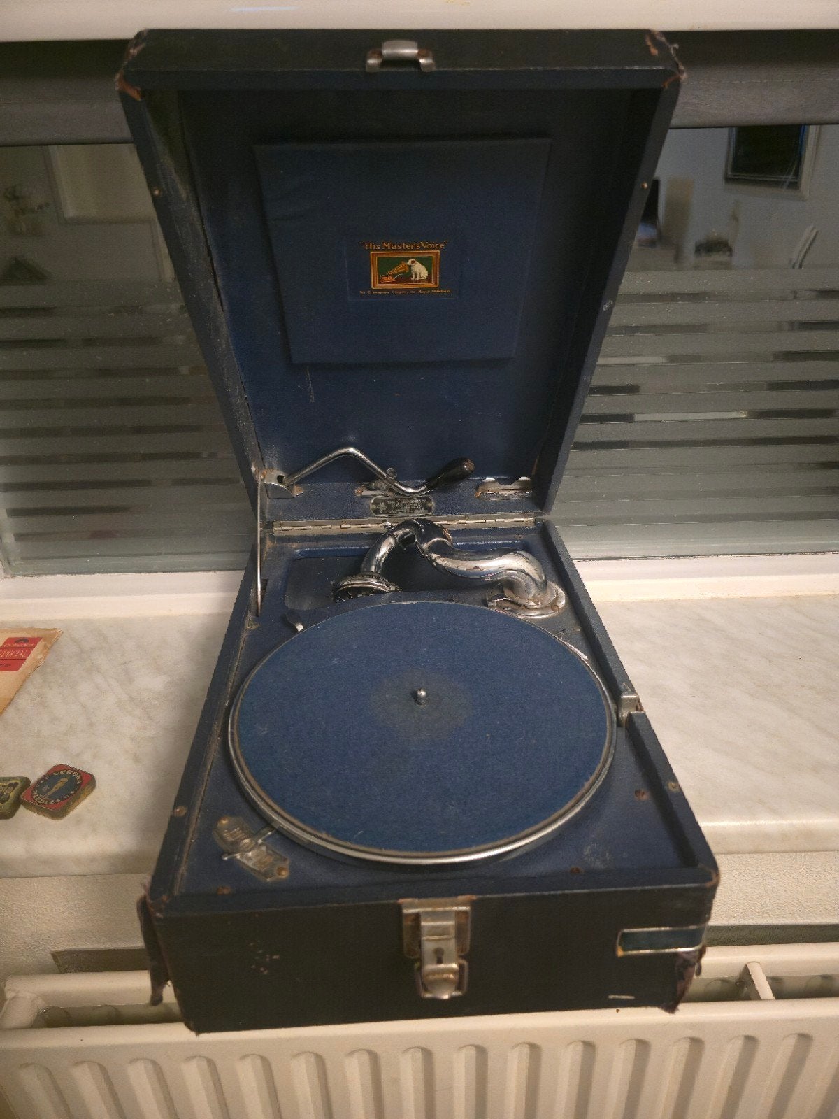 Draagbaar platenspeler  merk his master's voice, Ophalen of Verzenden