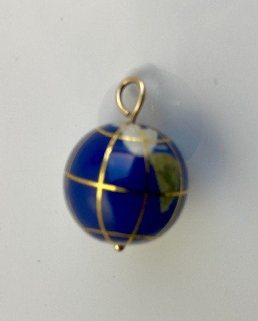 14 krt gouden emaille wereldbol, Overige merken, ., Ophalen of Verzenden, Zo goed als nieuw