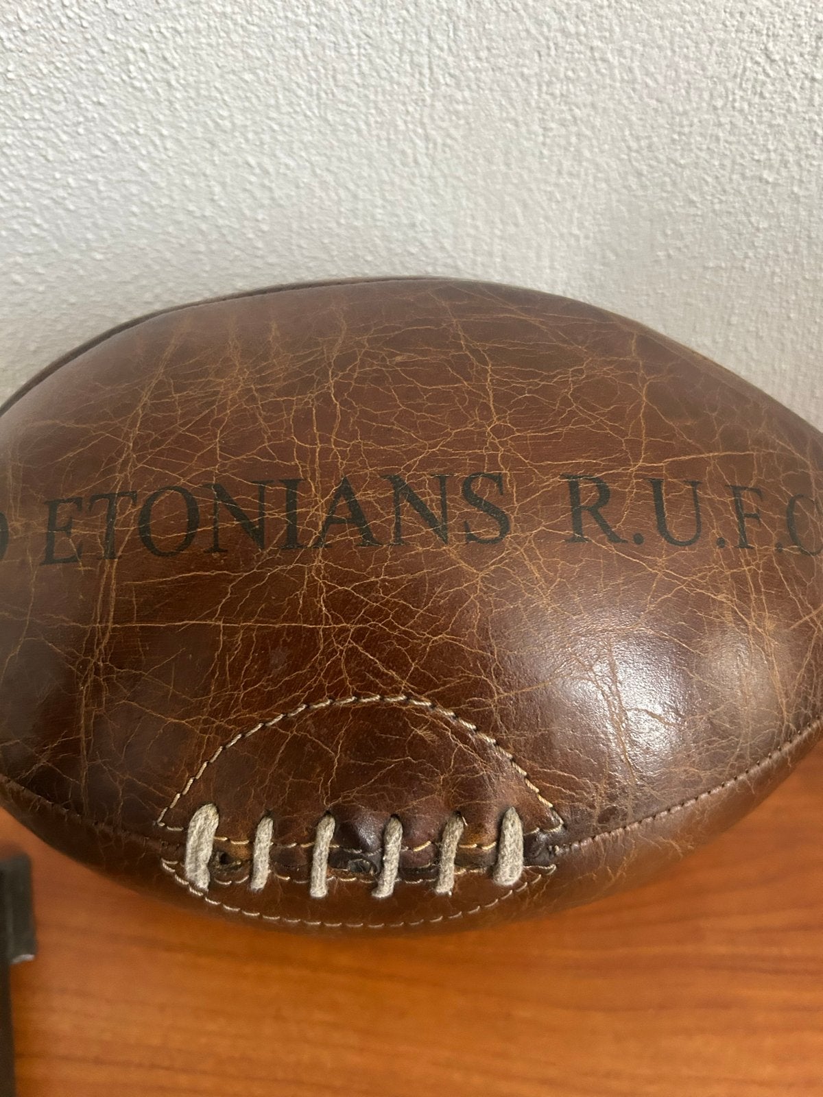 Vintage Leren Rugbybal - Etonians R.U.F.C. 1938, Ophalen, Gebruikt, Bal
