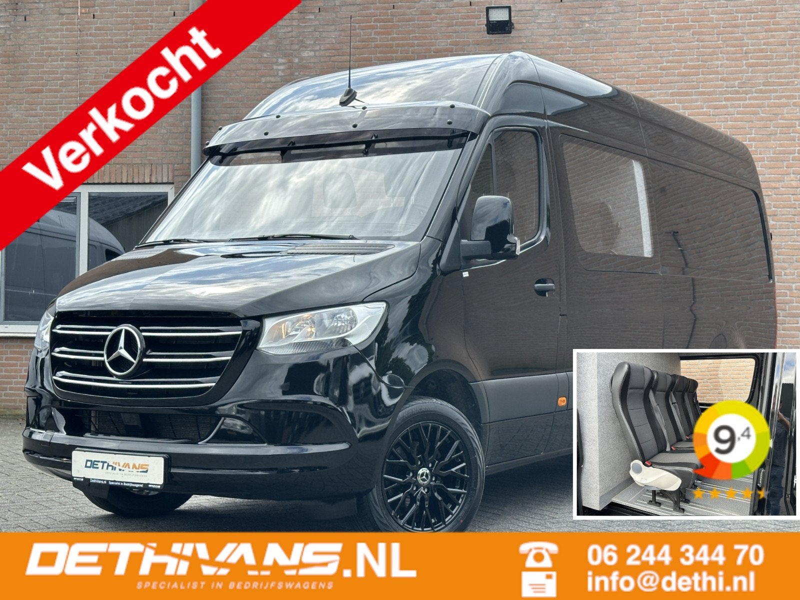 Mercedes-Benz Sprinter 317CDI 170PK L3H2 Dubbelcabine 6-Pers, Automaat, Dealer onderhouden, Gebruikt, Zwart