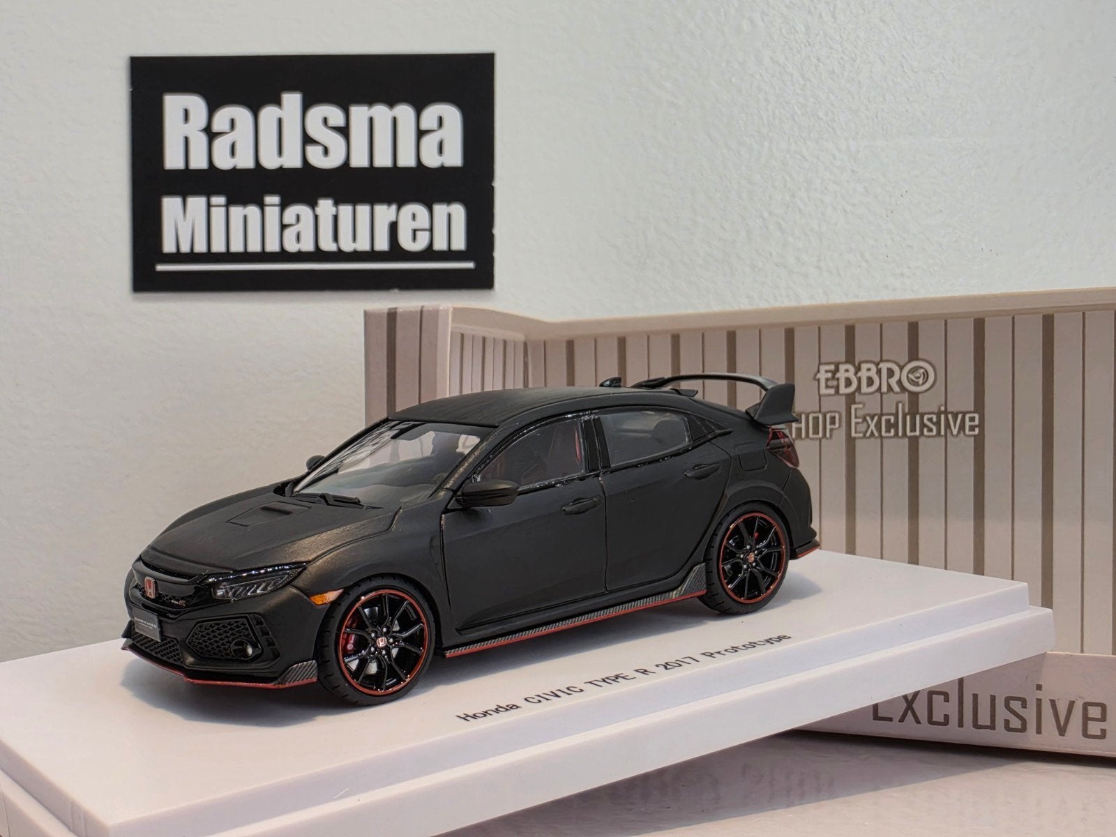 Honda Civic TypeR 2017 FK8 - Geborsteld zwart 1:43 Ebbro, Overige merken, Auto, Nieuw, Ophalen of Verzenden
