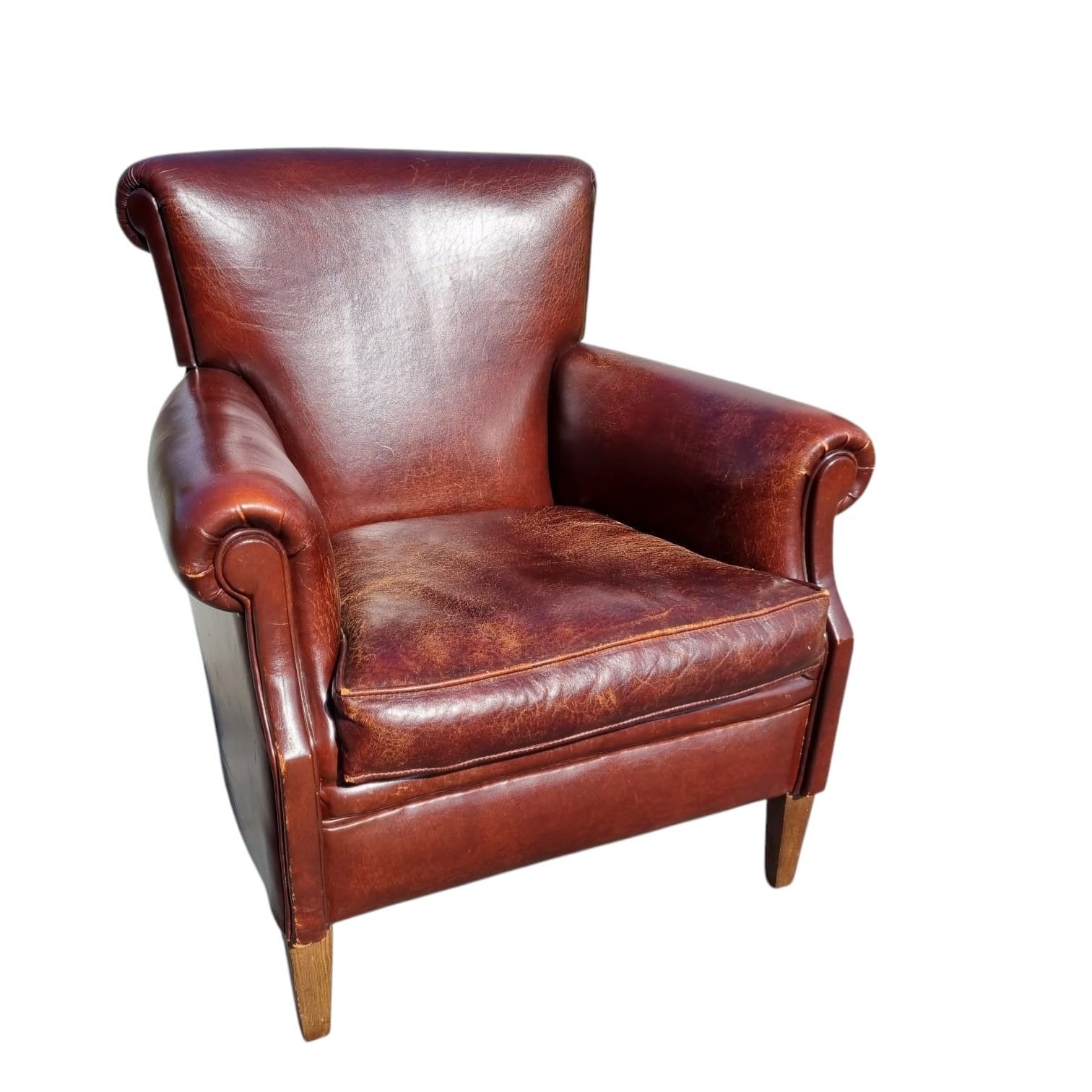 Chesterfield schapenleren muylaert fauteuil + BEZORGING, Gebruikt, ., Klassiek, Ophalen of Verzenden