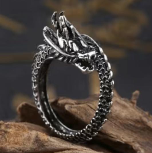 Ring Tibet zilver handgemaakt 'Draak' M-19 ongedragen NIEUW, Sieraden, Tassen en Uiterlijk, Ringen, 19 tot 20, Nieuw, Ophalen of Verzenden