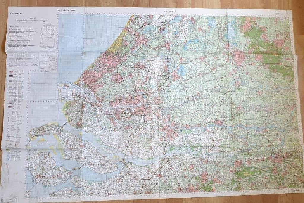 Heel grote DETAILKAART  Zuid-Holland Rotterdam Den Haag enz., Boeken, Atlassen en Landkaarten, Zo goed als nieuw, Landkaart, Nederland