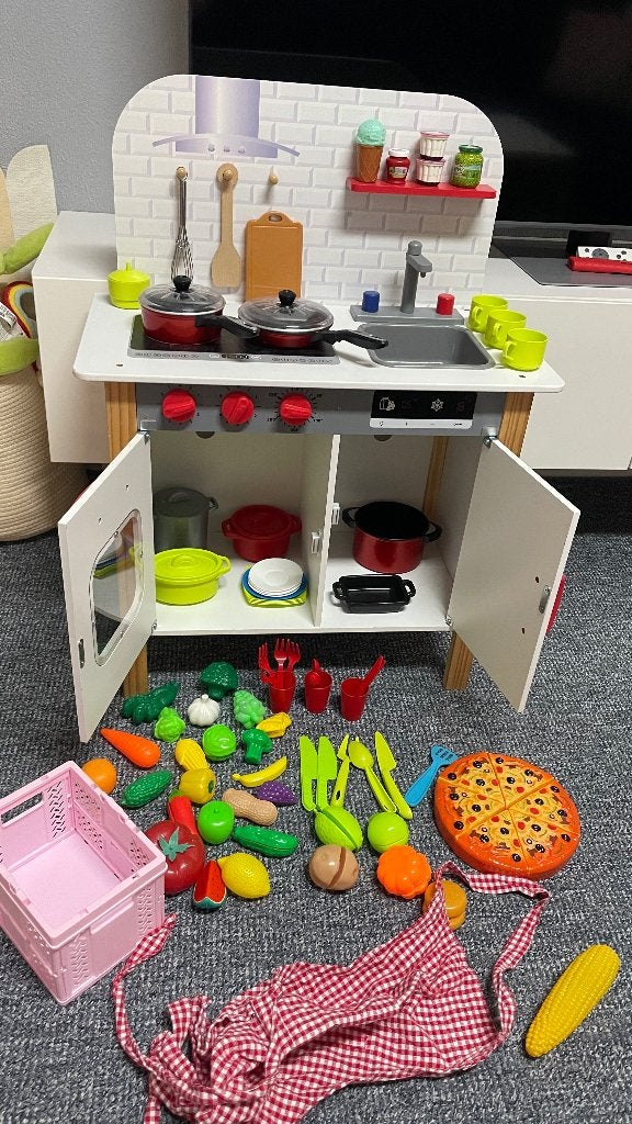 Houten kinderkeuken compleet met accessoires, Kinderen en Baby's, Ophalen, Zo goed als nieuw, Hout, Speelkeuken-accessoire