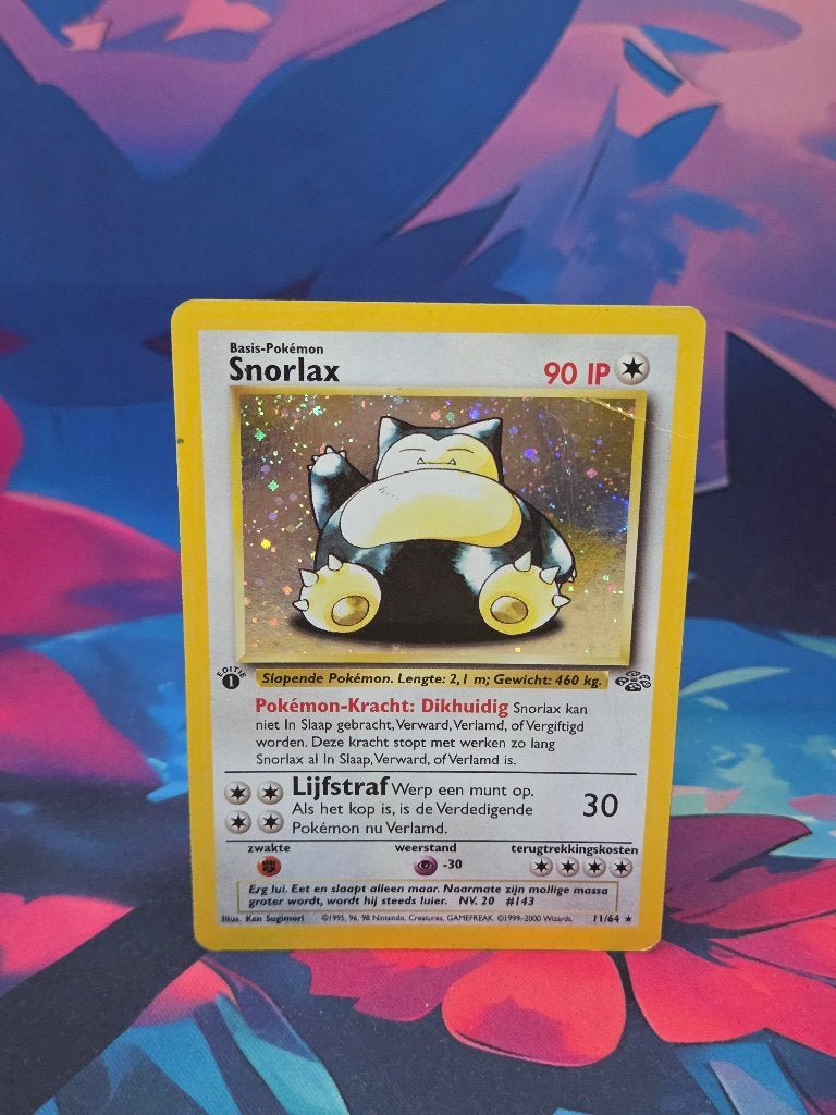 Snorlax 11/64 – Jungle Holo (1st Edition Nederlands), Ophalen of Verzenden, Zo goed als nieuw