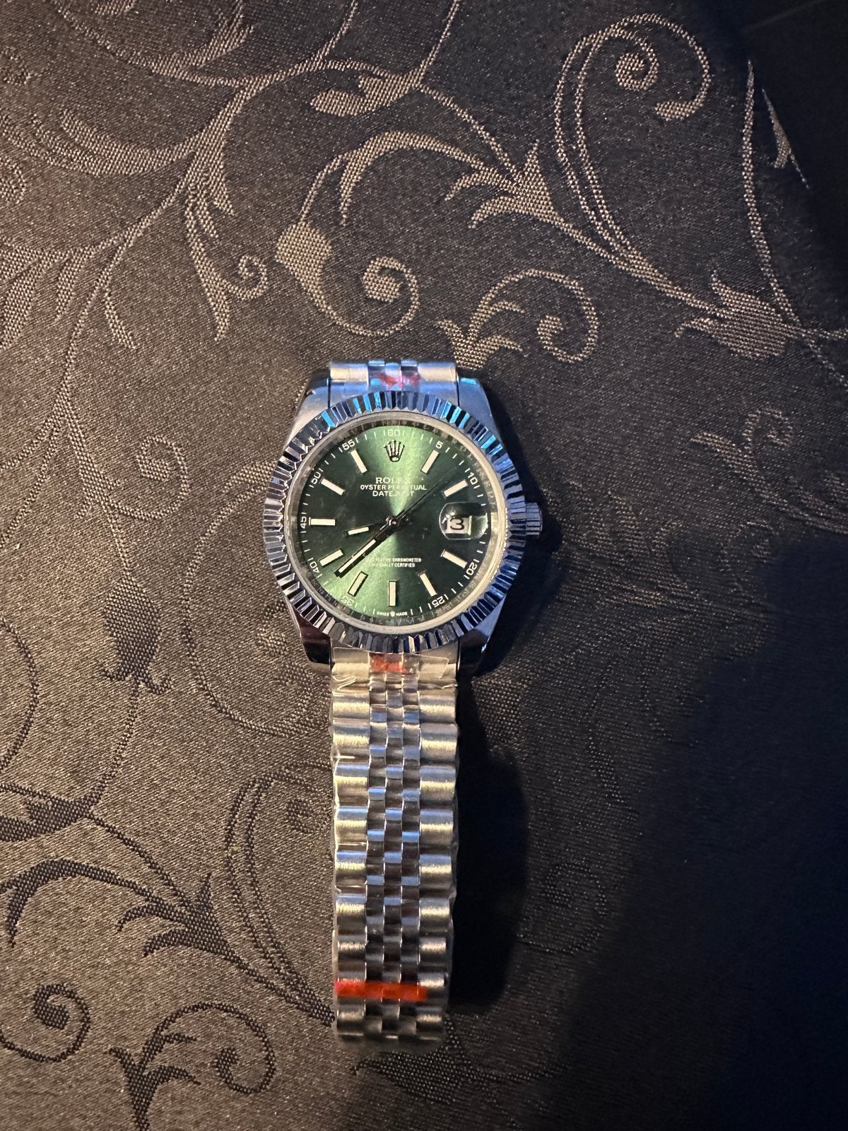 Rolex date just 41 mm groen blauw zwart grijs wimbeldon, Ophalen of Verzenden, Zo goed als nieuw, Staal, Rolex