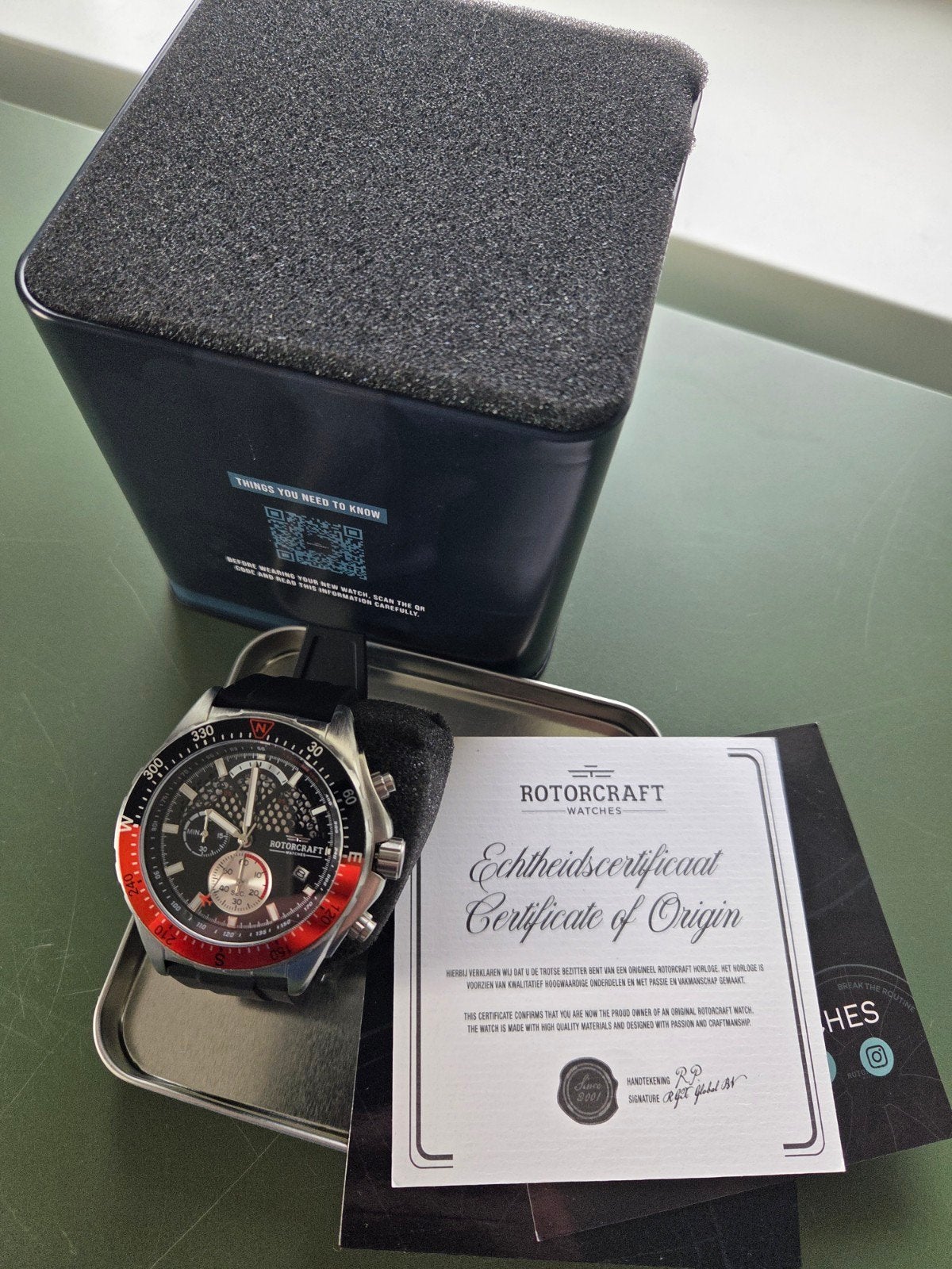 Nieuw Rotorcraft herenhorloge met certificaat en doos, Ophalen of Verzenden, Nieuw, Polshorloge, Overige merken