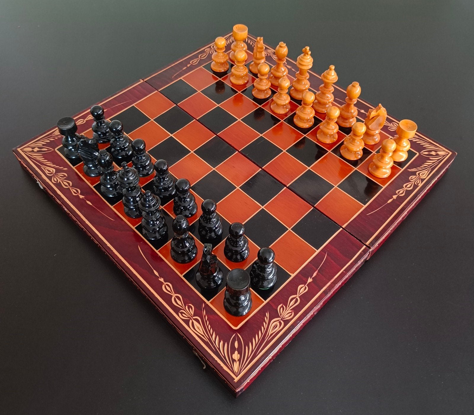 Houten schaakset., Antiek en Kunst, Ophalen of Verzenden