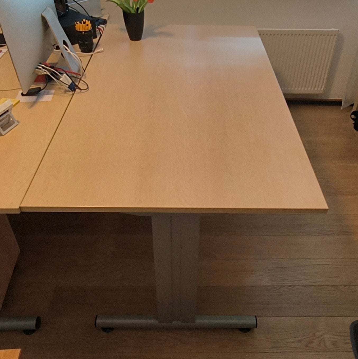 Licht eiken bureau 160 x 90, Ophalen, 90 cm, 160 cm, Gebruikt
