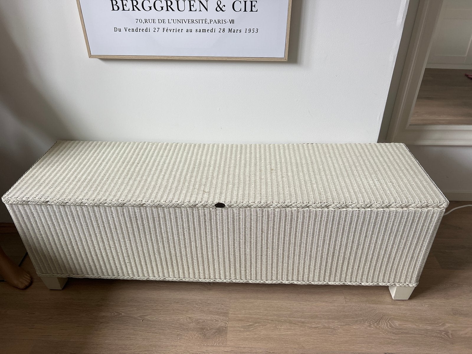 Originele Loom opbergbank, crème, 140x46x41 cm, Ophalen, Overige materialen, Gebruikt, 100 tot 150 cm