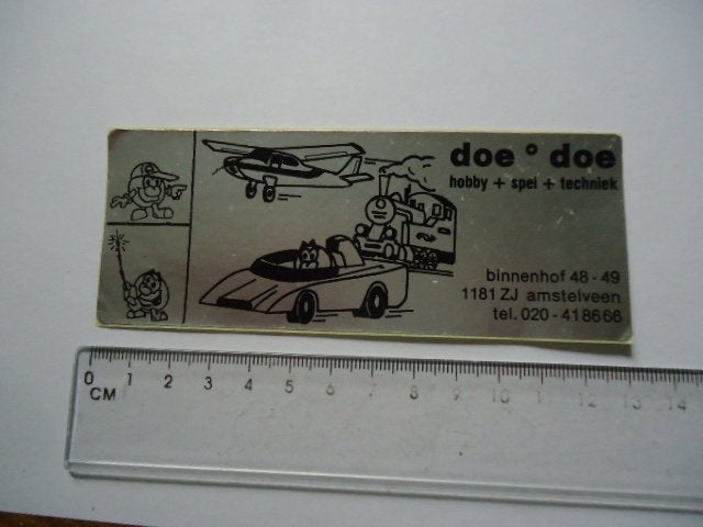 sticker Jaren 70 Amstelveen DOE DOE speelgoed doedoe auto rc, Verzenden, Zo goed als nieuw