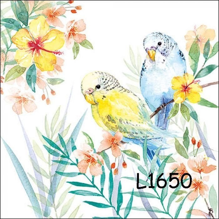 Servetten decoupage/bullet journal * parkiet L1650, Hobby en Vrije tijd, Verzenden, Nieuw