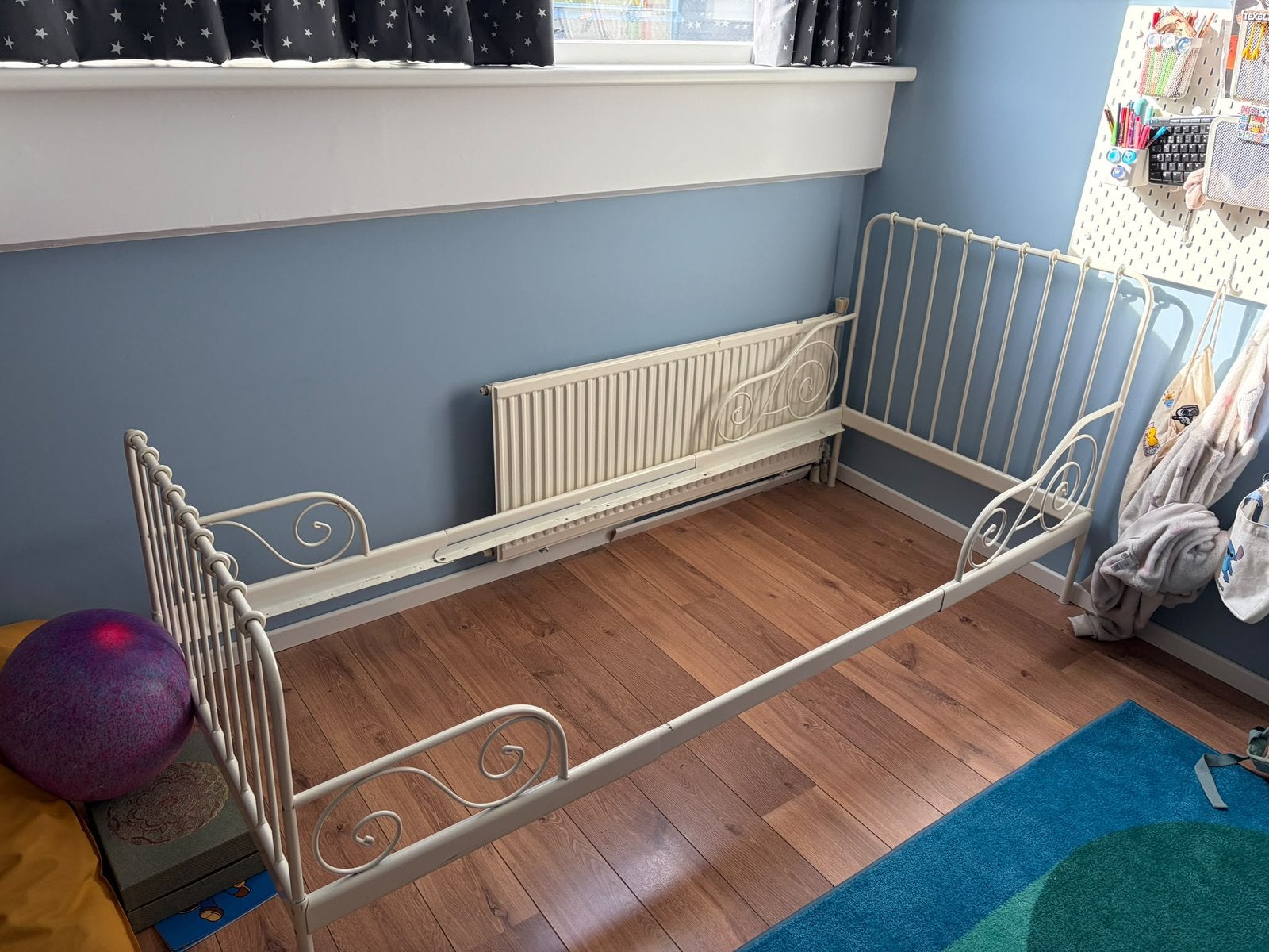 IKEA MINNEN wit metalen meegroeibed – kinderbed, Ophalen, Gebruikt, 70 tot 85 cm, Lattenbodem