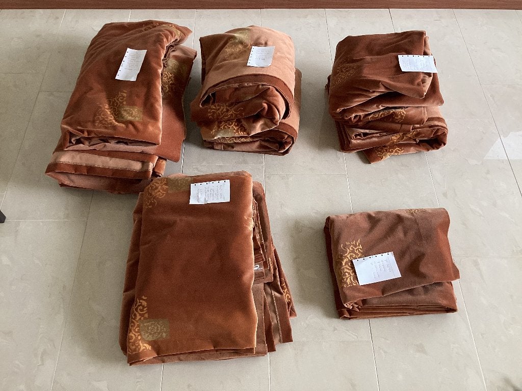 Gordijnen cognac bruin diverse afmetingen, Ophalen, Gebruikt, Bruin, Fluweel