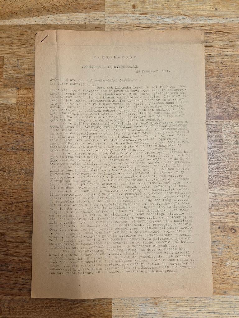 Wo2 illegale pers verzetskrant Het Parool, 23 december 1944, Verzamelen, Ophalen of Verzenden, Nederland, Boek of Tijdschrift