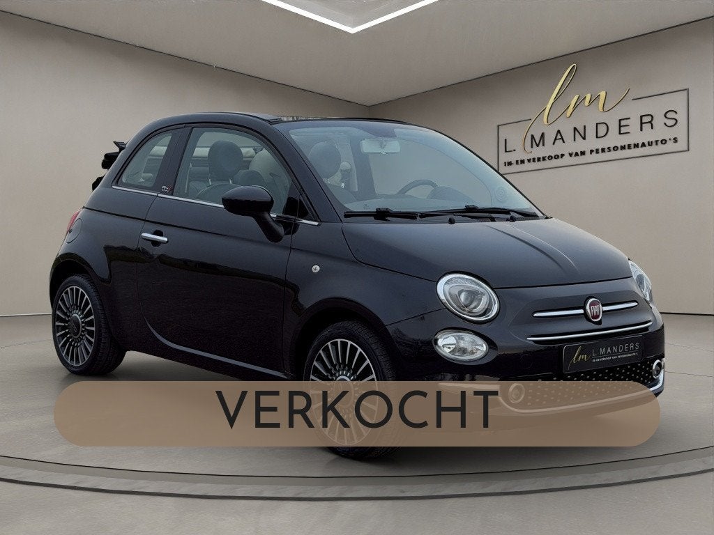 Fiat 500C 1.2 Lounge 2019 ZWART | Automaat | Cabriolet | Nav, Auto's, Fiat, Gebruikt, 4 cilinders, Cabriolet, Leder en Stof
