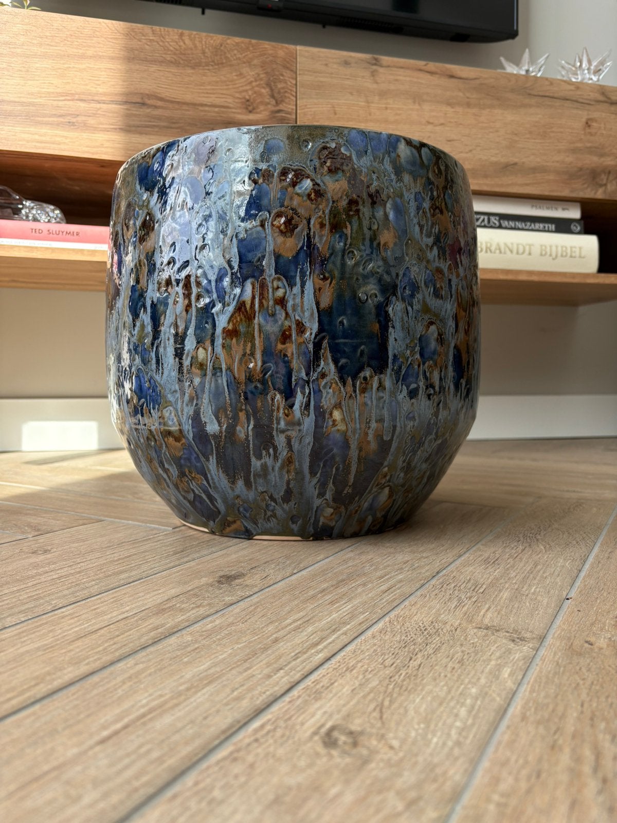 Fat lava bloempot 31 cm doorsnede, Rond, Binnen, Zo goed als nieuw, Minder dan 40 cm