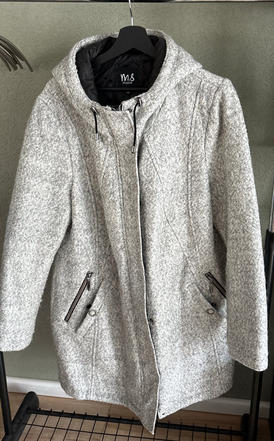 Stijlvolle grijze jas met capuchon van MS Mode, Ophalen of Verzenden, Nieuw, Maat 46/48 (XL) of groter, Grijs