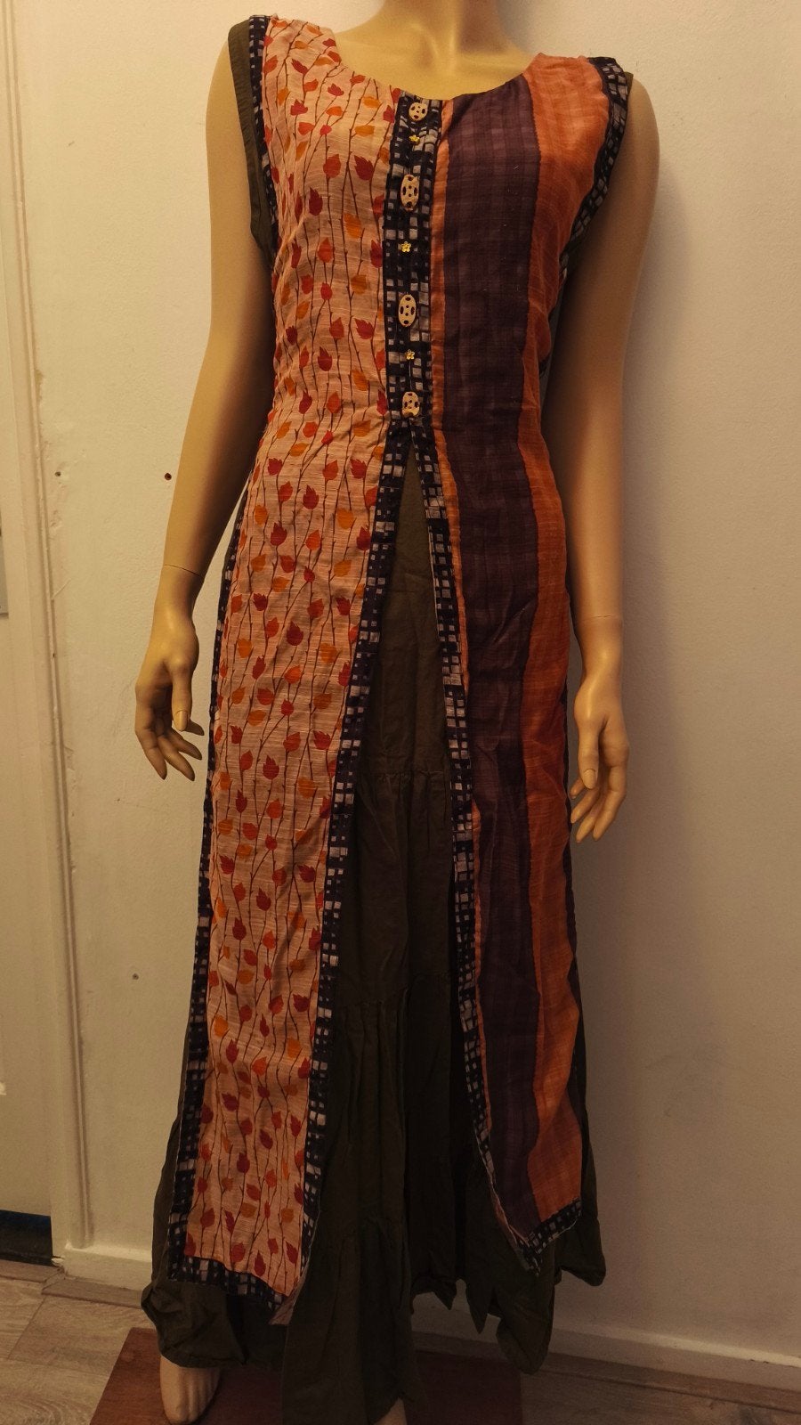 Garb Indiase jurk, maat XXL, groen/oranje/bruin, Meerkleurig, Maat 46/48 (XL) of groter, Ophalen of Verzenden, Zo goed als nieuw