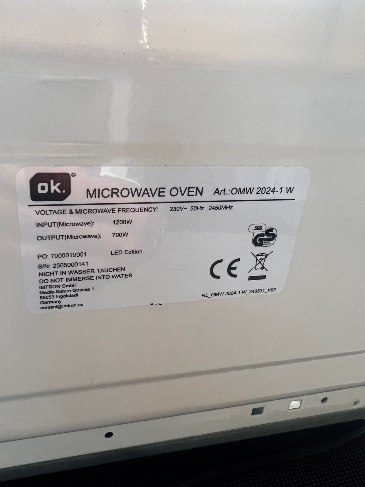 Ok magnetron 700 watt nog als nieuw 2 maal gebruikt, Witgoed en Apparatuur, Magnetrons, Ophalen, Zo goed als nieuw, Minder dan 45 cm