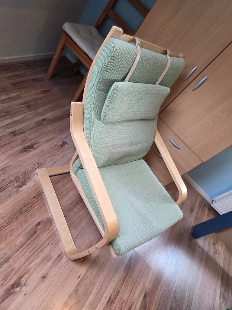Mooie stoel ikea (poäng) met groene bekleding, Huis en Inrichting, Fauteuils, Ophalen, 75 tot 100 cm, 50 tot 75 cm