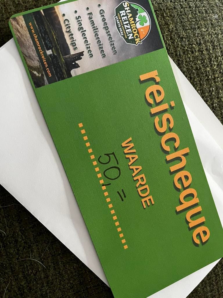 Ierland reischeque, Tickets en Kaartjes, Eén persoon, Cadeaubon