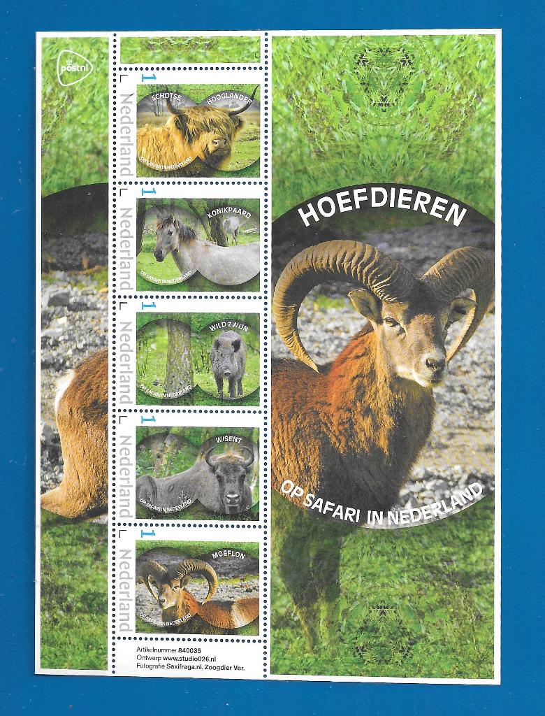 Op safari in Nederland Hoefdieren (postzegelvel), Verzenden, Na 1940, Postfris