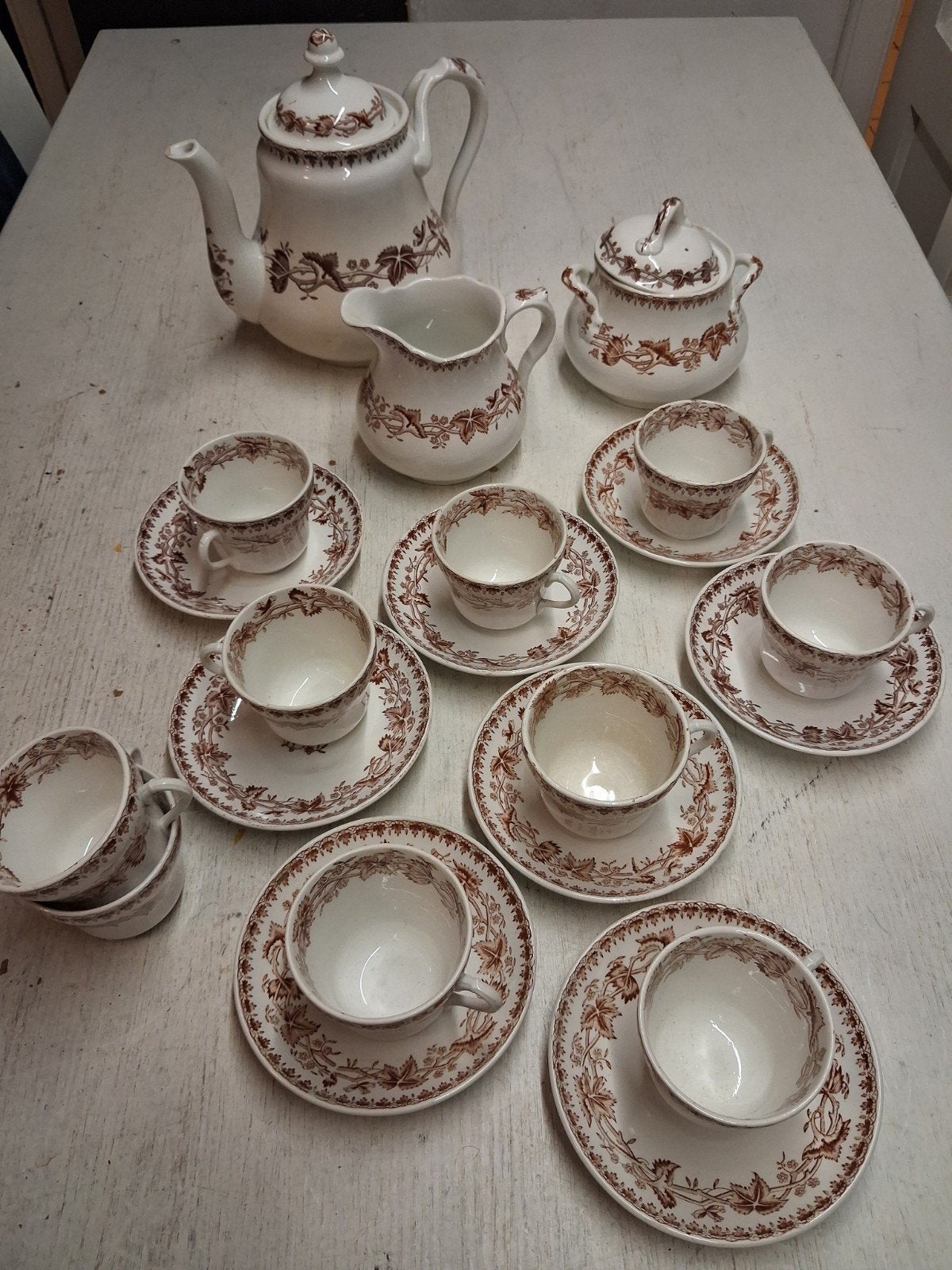 Koffieservies geranium societe ceramique, Antiek en Kunst, Ophalen