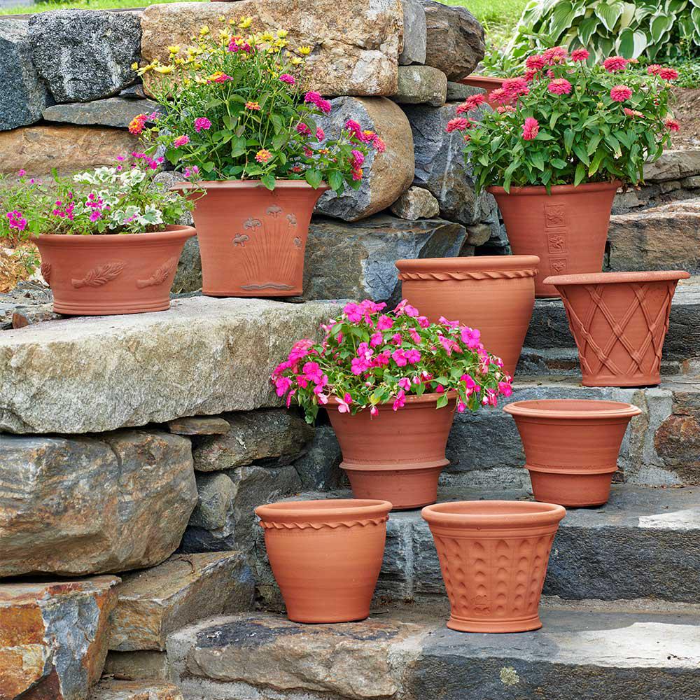 Terra cotta potten gezocht!, Tuin en Terras, Bloembakken en Plantenbakken, Ophalen, Steen, Minder dan 30 cm, Rond