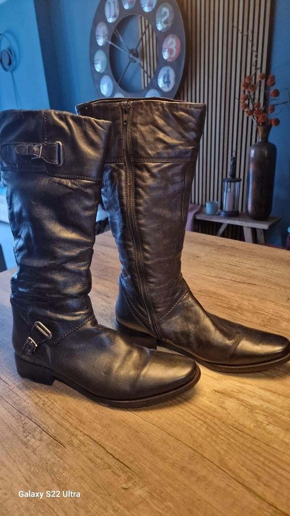Zwarte dameslaarzen maat 42 met rits, Hoge laarzen, Zwart, Ophalen of Verzenden, Onbekend