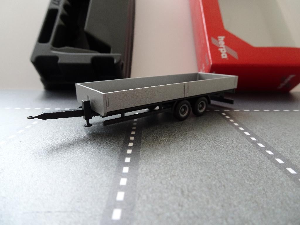 698 herpa 076920-002 2as midden aanhanger grijs 1:87 truck, Ophalen of Verzenden, Nieuw, Bus of Vrachtwagen, Herpa