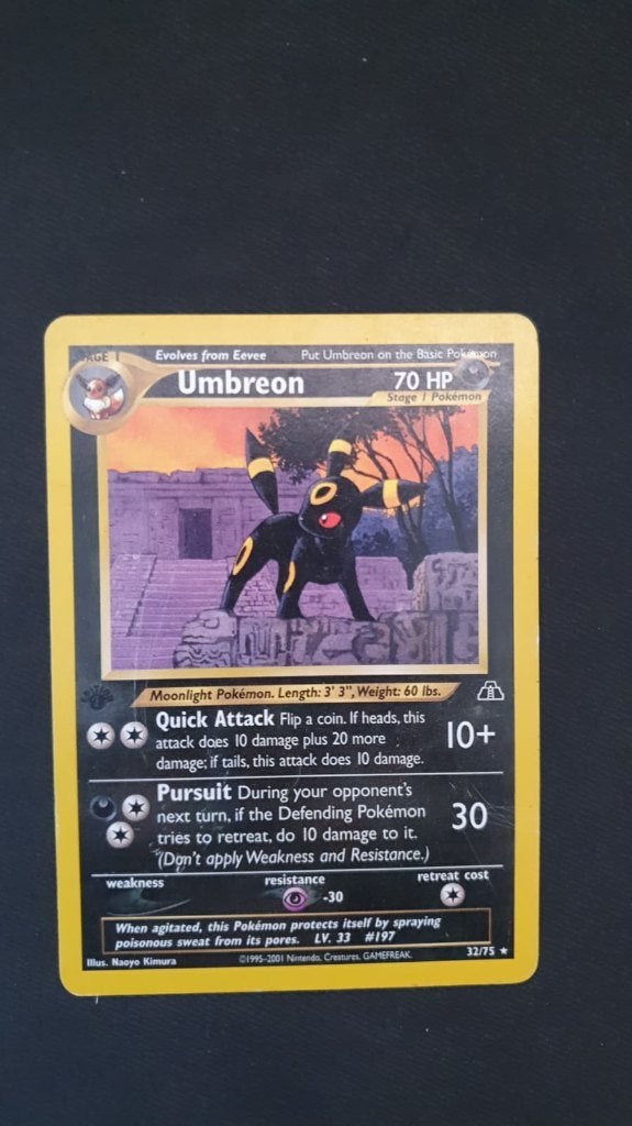 Pokémon Umbreon 32/75 – Neo Discovery – 1st Edition, Ophalen of Verzenden, Gebruikt, Losse kaart