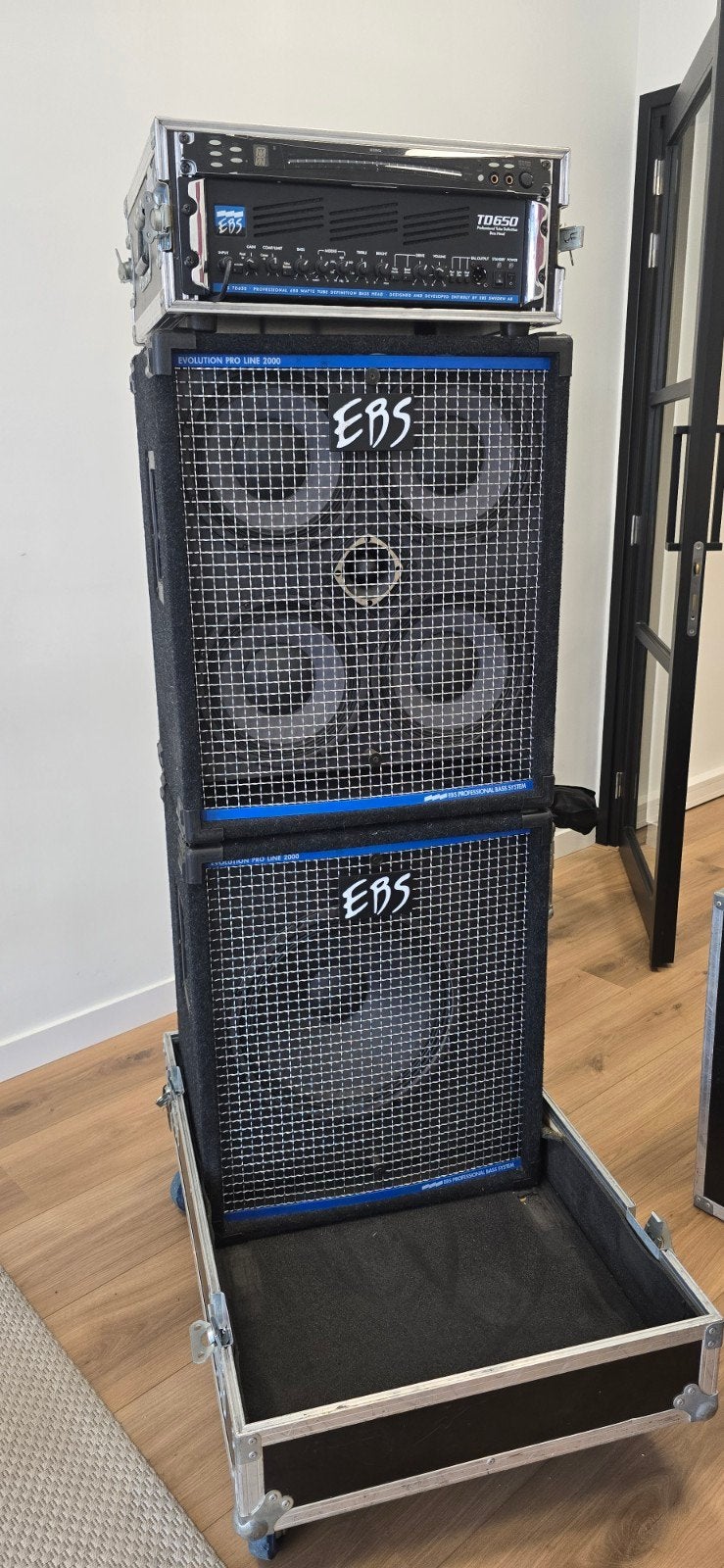 EBS TD650 basversterker met 2x Evolution Pro Line 2000, Ophalen of Verzenden, Gebruikt, Basgitaar, 100 watt of meer
