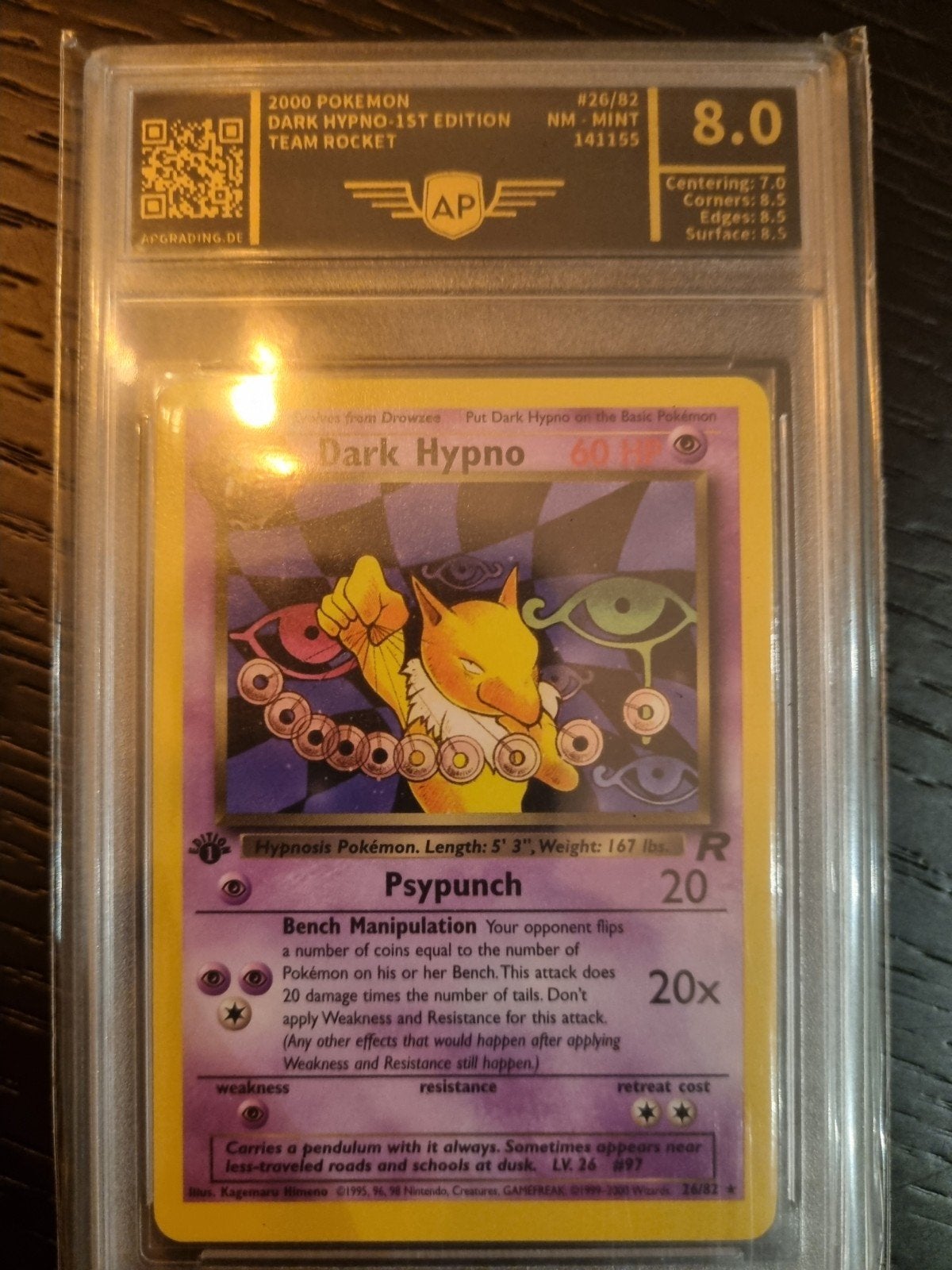 Dark hypno 26/82 , TEAM ROCKET 1ST EDITION RARE * € 85, Ophalen of Verzenden, Zo goed als nieuw, Losse kaart