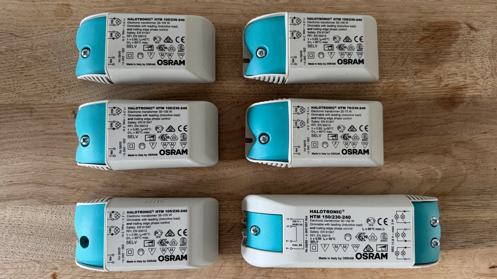 6x OSRAM HALOTRONIC HTM 150/230-240 Elektronische Trafo, Ophalen of Verzenden, Gebruikt