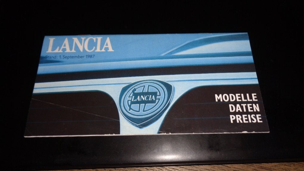 Folder LANCIA Modellen-Gegevens-Prijzen , 1-9-1987, Ophalen of Verzenden, Gelezen, Overige merken