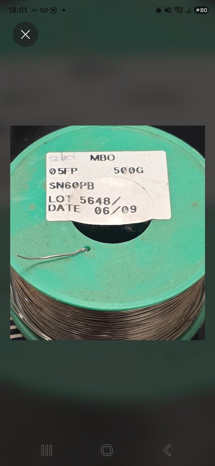 Soldeer MBO 500G SN60PB - Nieuwstaat, Hobby en Vrije tijd, Ophalen of Verzenden, Zo goed als nieuw