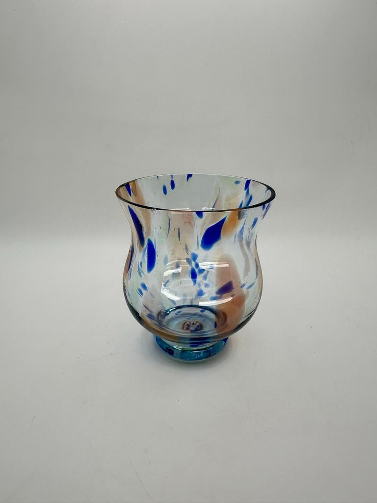 Art et Lumiere Glas met Blauwe en Bruine Spikkels, Antiek en Kunst, Ophalen of Verzenden