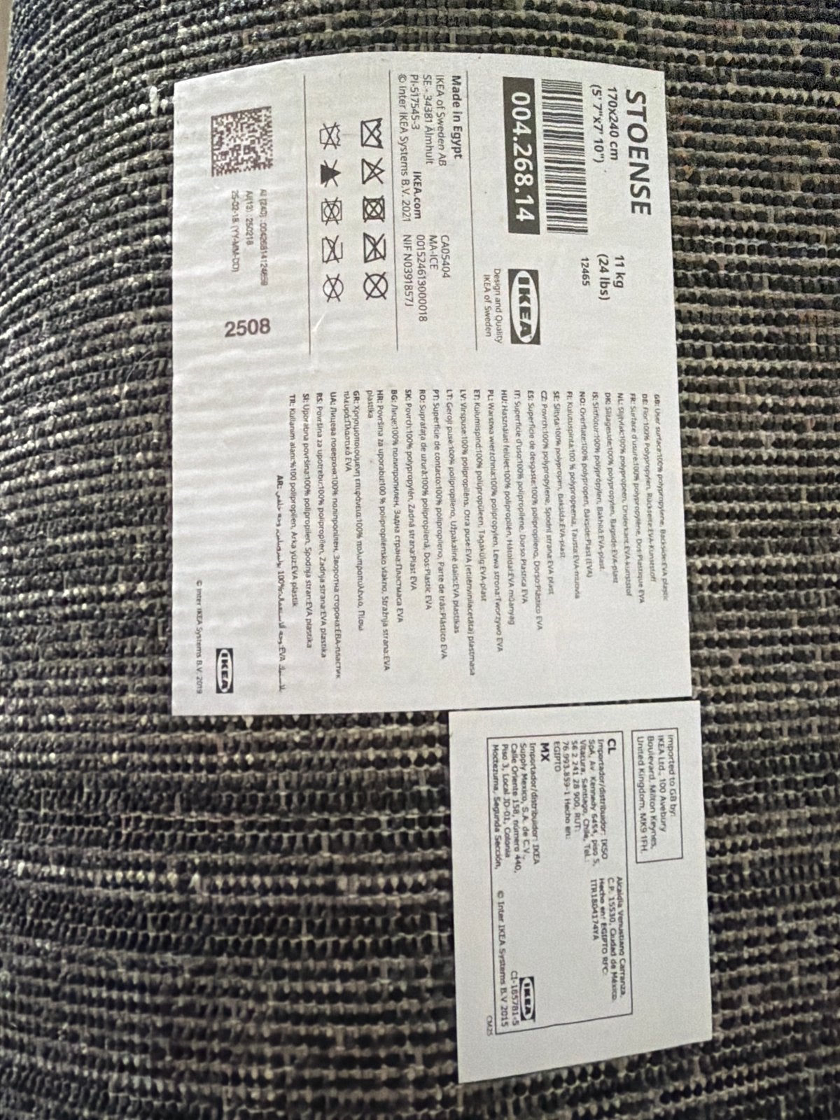 IKEA Stoense Vloerkleed - Donkergrijs - 170x240 cm, 150 tot 200 cm, 200 cm of meer, Ophalen of Verzenden, Zo goed als nieuw