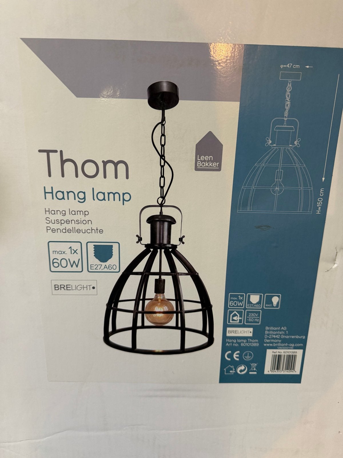 Nieuwe Thom hanglamp Leenbakker (Ø47cm, H150cm), Ophalen of Verzenden, Nieuw, Metaal, E27 (groot)