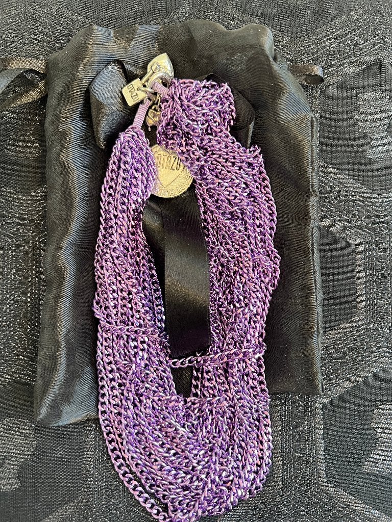 OTAZU schakelketting lila metallic kort EYECATCHING, Verzenden, Zo goed als nieuw, Paars, Overige materialen