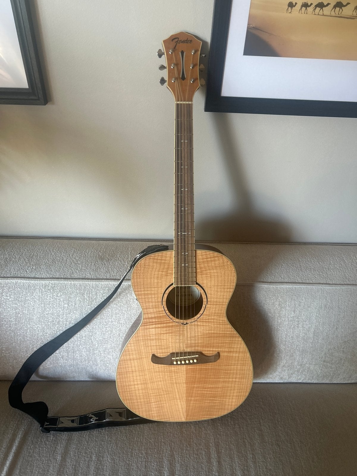 Fender akoest. gitaar met tas, band, capo, plectra, Ophalen, Zo goed als nieuw, Western- of Steelstringgitaar, Met (piezo-)element