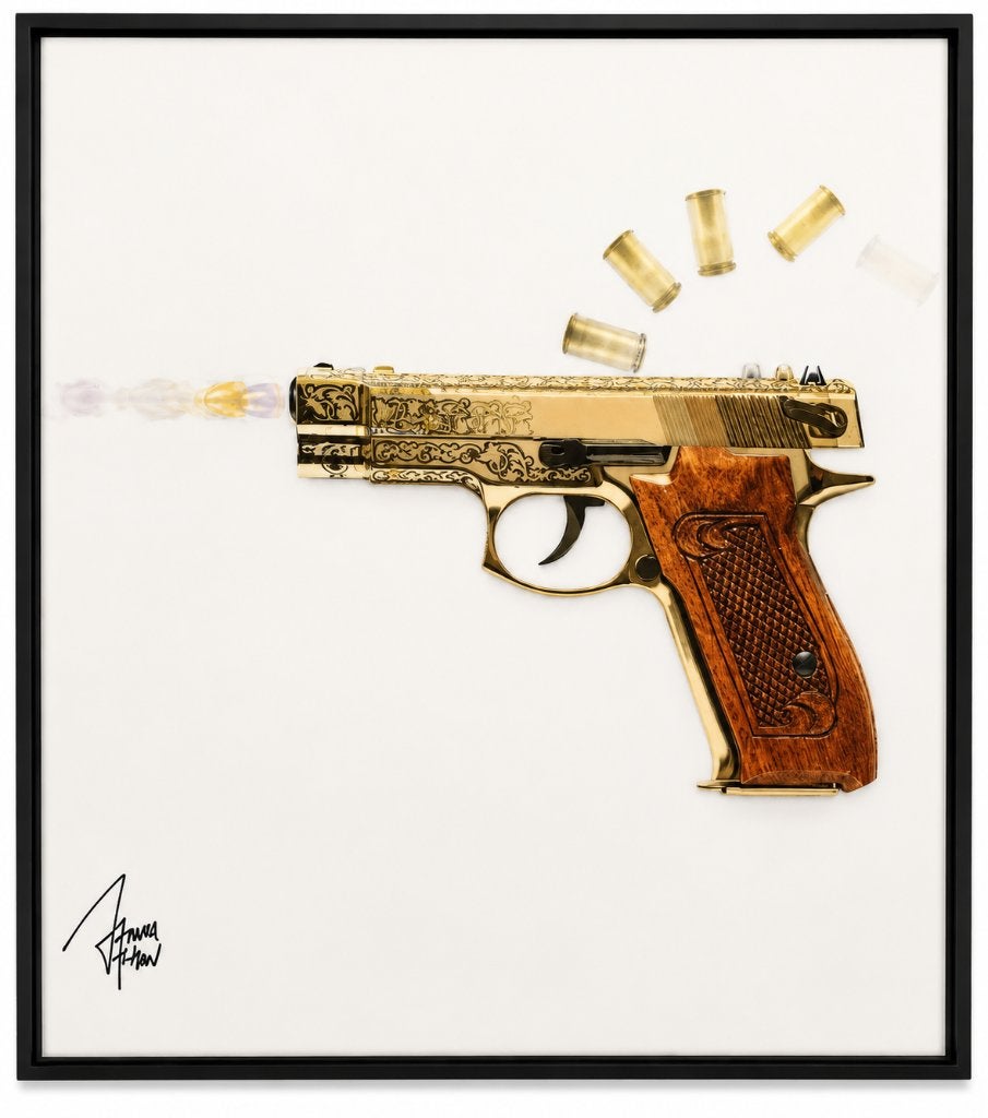 James Chiew The Gun op plexiglas, Ophalen of Verzenden, Print
