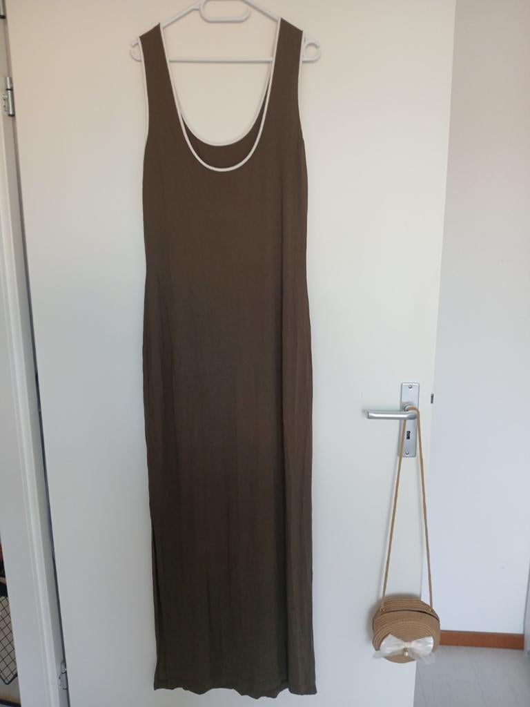 Lange zomerjurk viscose stretch maat 42 XL lengte 160cm, Ophalen of Verzenden, Zo goed als nieuw, Maat 42/44 (L), Onder de knie
