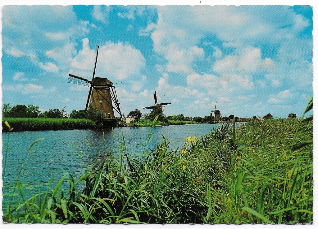 Kinderdijk Molens Gelopen Ansichtkaart ( B5663 ), Ophalen of Verzenden, 1960 tot 1980, Gelopen, Zuid-Holland
