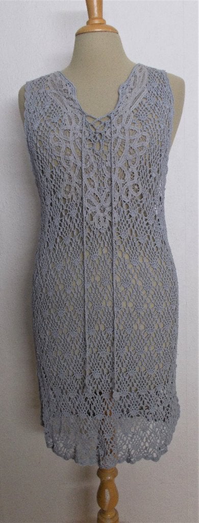 Ibiza/crochet fijn gehaakt grijs jurkje/tuniek van Didi! L, Verzenden, Maat 42/44 (L), Zo goed als nieuw, Grijs